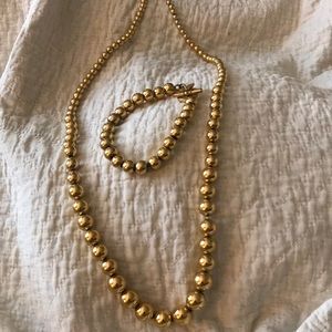 Ralph Lauren gold tone bead necklace and bracelet